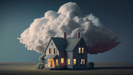 house in the clouds. Generative AIの素材