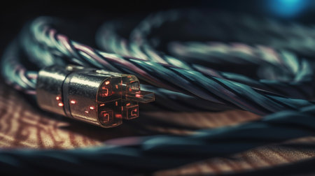 Close up of fiber optic cable. Generative AIの素材
