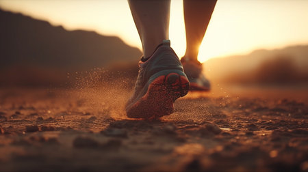 Running legs at the outdoor. Generative AIの素材