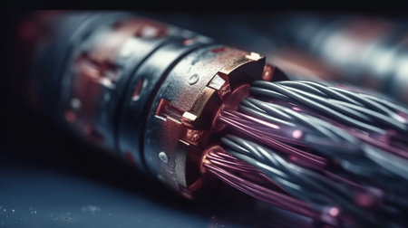 Close up of fiber optic cable. Generative AIの素材