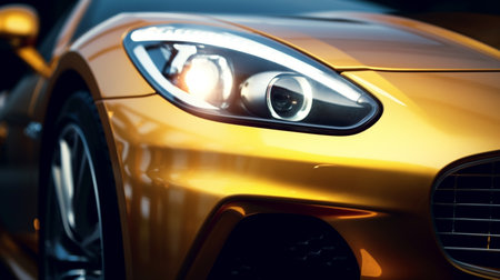Close up of headlight of a modern car. Generative AIの素材