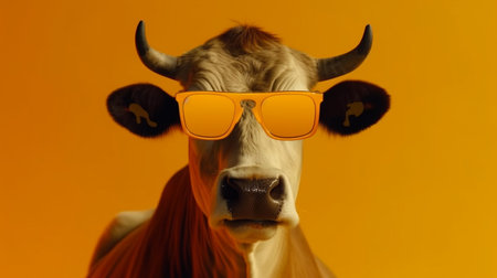 Cow with sunglasses. Generative AIの素材