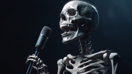 human skeleton and microphone. Generative AIの素材