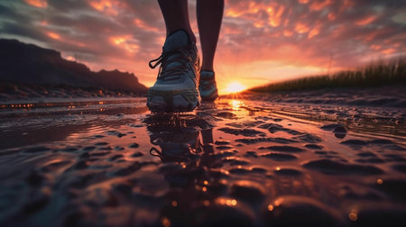 Running legs at the outdoor. Generative AIの素材