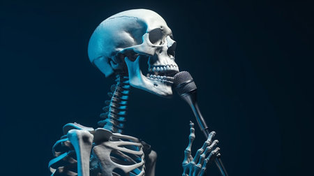 human skeleton and microphone. Generative AIの素材