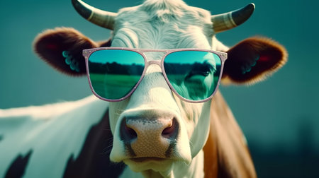 Cow with sunglasses. Generative AIの素材