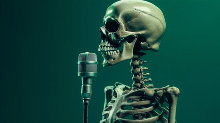 human skeleton and microphone. Generative AIの素材