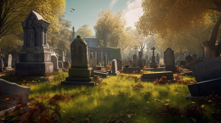gravestones in the cemetery. Generative AIの素材