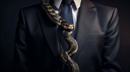 A snake in a suit and a tie. Generative AIの素材