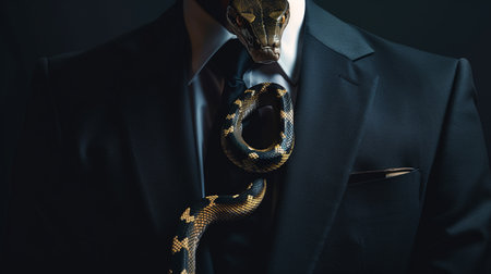 A snake in a suit and a tie. Generative AIの素材