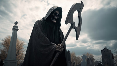 The grim reaper with a scythe. Generative AIの素材