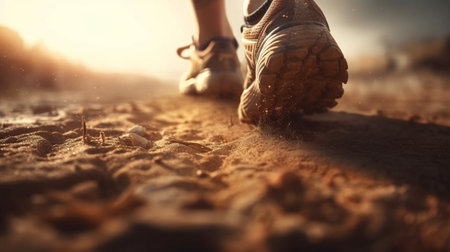 Running legs at the outdoor. Generative AIの素材