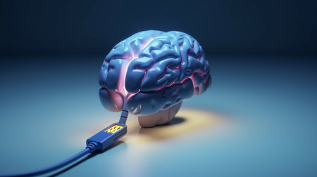 human brain charging. Generative AIの素材
