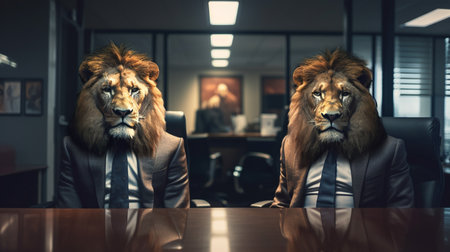 Lion in a suit and tie. Generative AIの素材