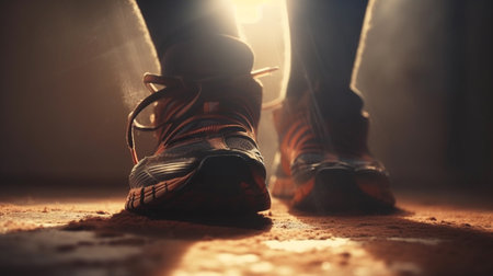 Running legs at the outdoor. Generative AIの素材