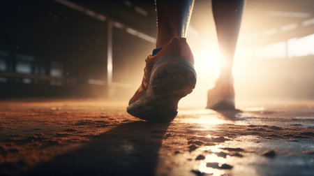 Running legs at the outdoor. Generative AIの素材