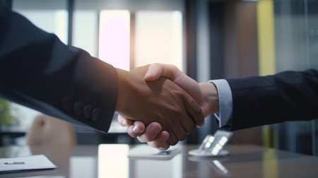 Business people shaking hands. Handshake concept. Generative AIの素材