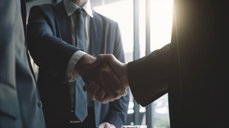 Business people shaking hands. Handshake concept. Generative AIの素材
