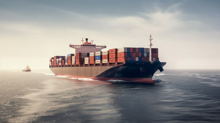 Container ship in the sea. Generative AIの素材