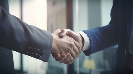 Business people shaking hands. Handshake concept. Generative AIの素材