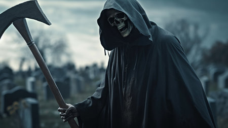 The grim reaper with a scythe. Generative AIの素材