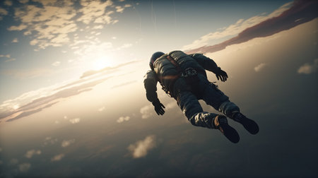 Paragliding in the sky. Generative AIの素材