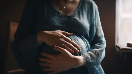 Pregnant woman belly. Maternity concept. Generative AIの素材