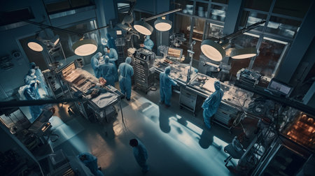 Group of surgeons in operating room. Generative AIの素材
