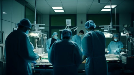 Group of surgeons in operating room. Generative AIの素材