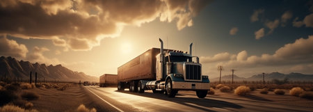 Truck on the road. Generative AIの素材