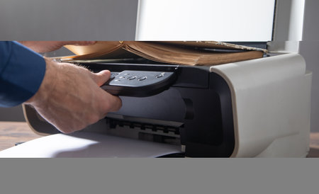 Man copying a book on a copy machine.