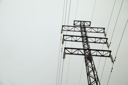 Transmission power line. High voltage towerの写真素材