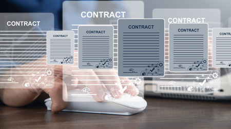 Electronic signature. Document management. Signing business contractの写真素材