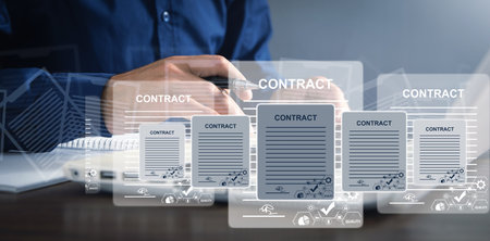 Electronic signature. Document management. Signing business contractの写真素材