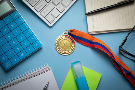 Medal awards for winner with a business objects.の写真素材