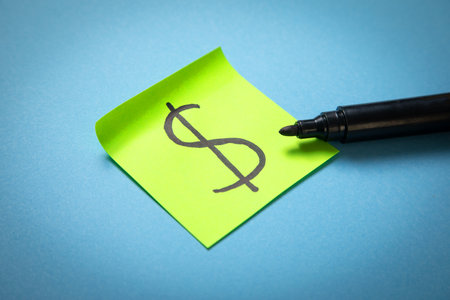 Dollar symbol on the sticky note. Business. Financeの写真素材