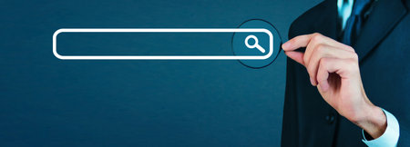 Searching for information in internet. Search. Internet. Network. Technologyの写真素材