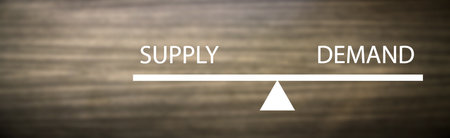 Supply and Demand balance scales. Business conceptの写真素材