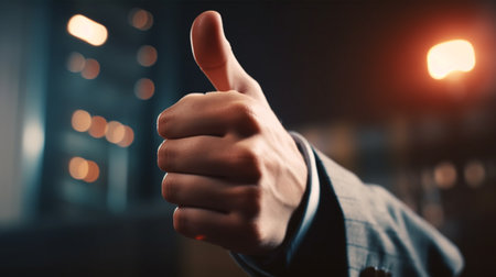 Man making thumb up sign. Generative AIの素材