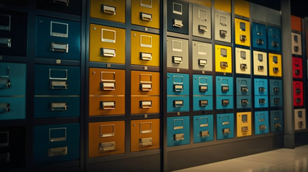 Filing cabinet with documents. Generative AIの素材