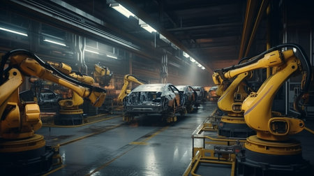 Production of the factory robots and automated machinery. Generative AIの素材