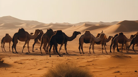 Camel in the desert. Generative AIの素材