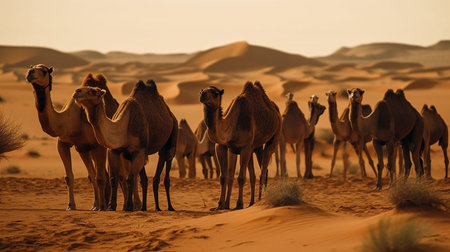 Camel in the desert. Generative AIの素材