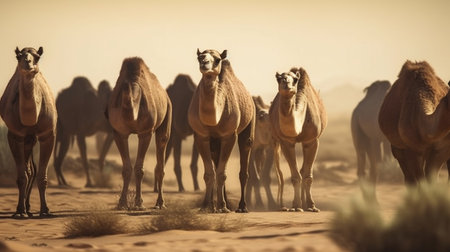 Camel in the desert. Generative AIの素材