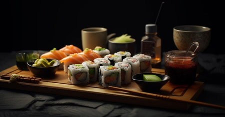 Sushi set. Generative AIの素材