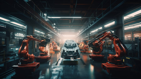 Production of the factory robots and automated machinery. Generative AIの素材