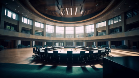 Interior of conference room with a chairs and table. Generative AIの素材