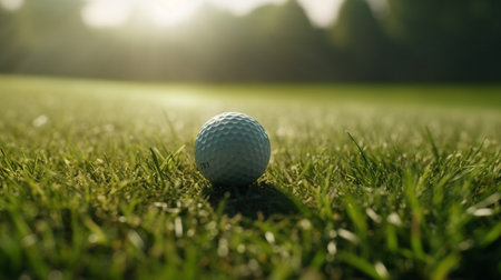 Golf club and ball on green grass. Generative AIの素材