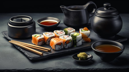 Sushi set. Generative AIの素材