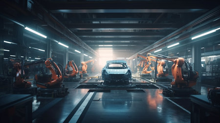 Production of the factory robots and automated machinery. Generative AIの素材